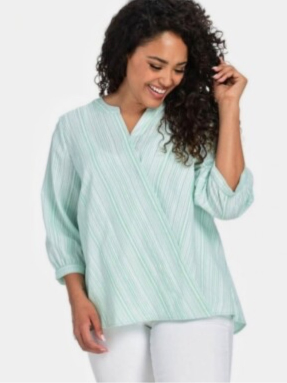 NWT Christopher & Banks Textured
Stripe Top in Mint/white Sz S
